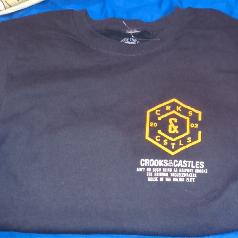 Crooks & Castles Black Tee with Logo Emblem
